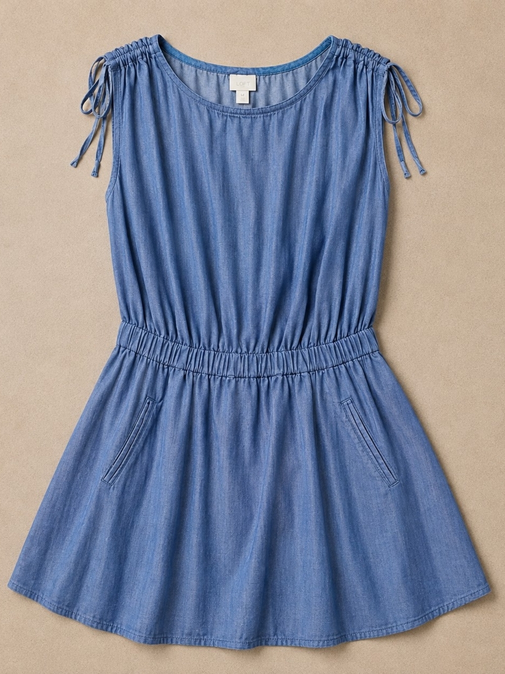 Converse One Star Blue Chambray Look Cotton Tie Shoulder Pocket Dress M